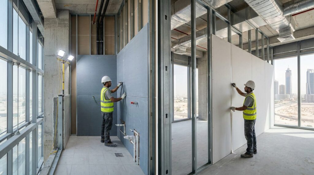 cement board vs drywall UAE